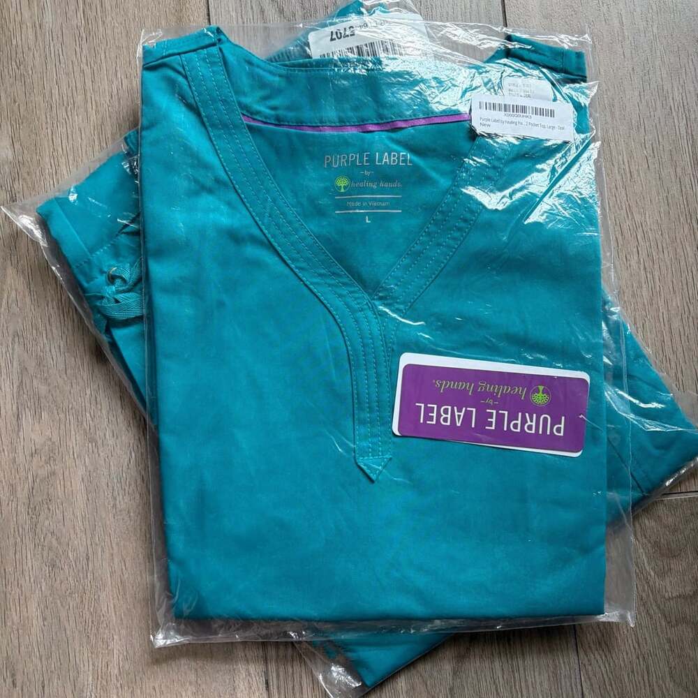 Purple Label by Healing Hands Jane Scrub Top and Taylor Pant Teal Size L